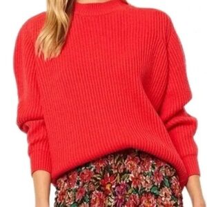 Misa Los Angeles XS Dominique Sweater Red Ribbed Chunky Knit